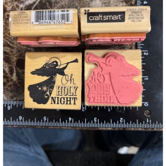 2014 Craft Smart Oh Holy Night 355868 Wood Mounted Rubber Stamp Christmas - Picture 1 of 1